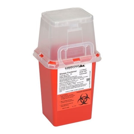 Oakridge Products-113906 Oakridge Products 1.5 Quart Sharps Container Tall Lid, Red 0310-150T